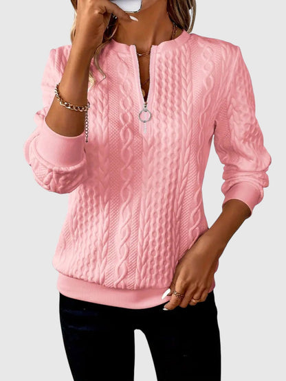 Amalie - Pletený svetr s copánkovým vzorem na zip